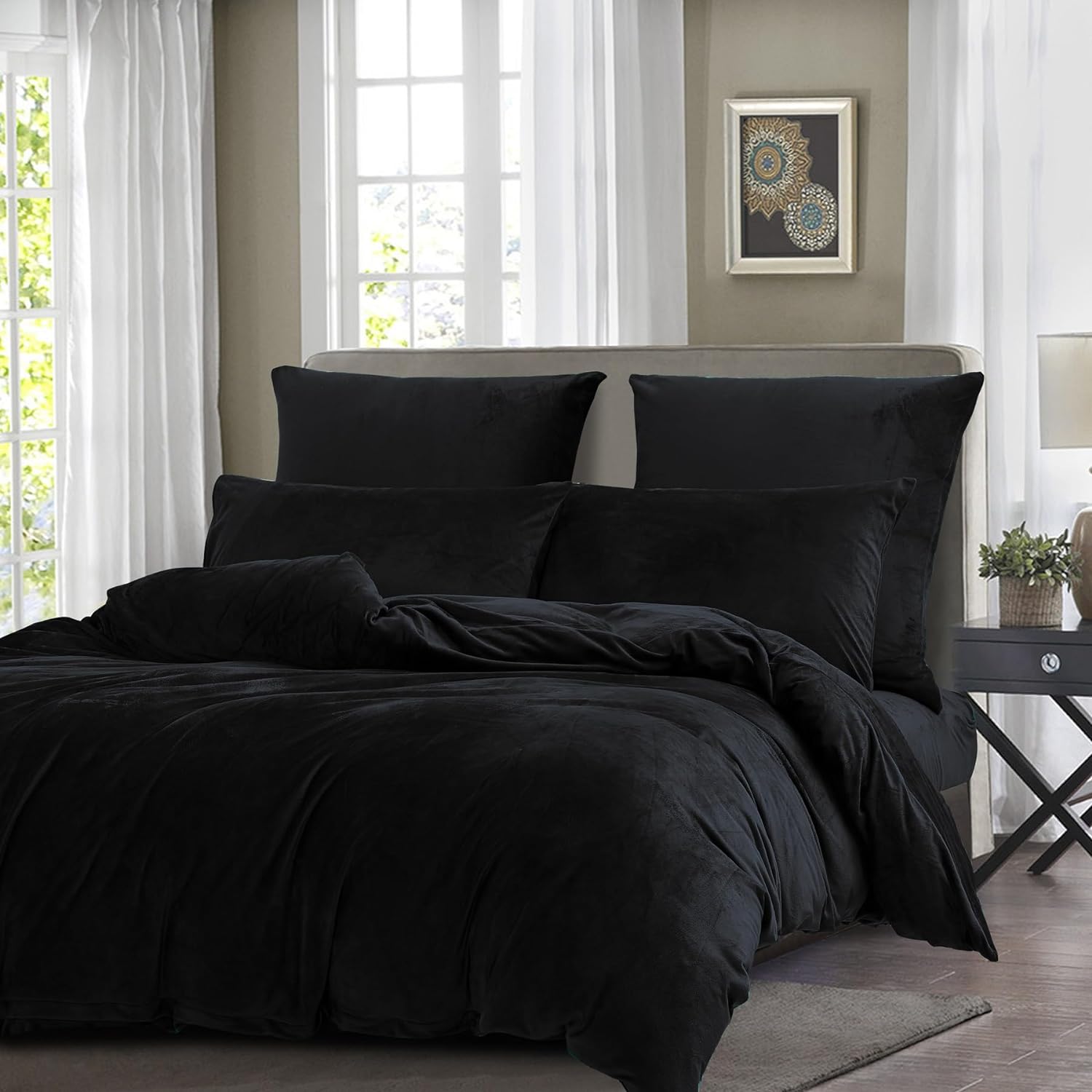 Luxury Velvet Duvet Cover Set - Black - 99 Bedding Store