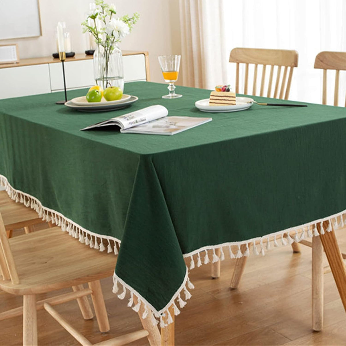 Decorative Tablecloth With Tassel - Dark Green - 99 Bedding Store
