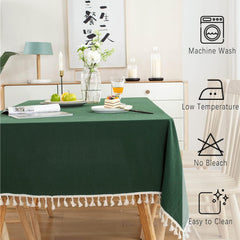 Decorative Tablecloth With Tassel - Dark Green - 99 Bedding Store
