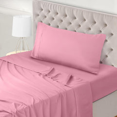 Plain Cotton Single Bed Sheet Set  Rose Pink