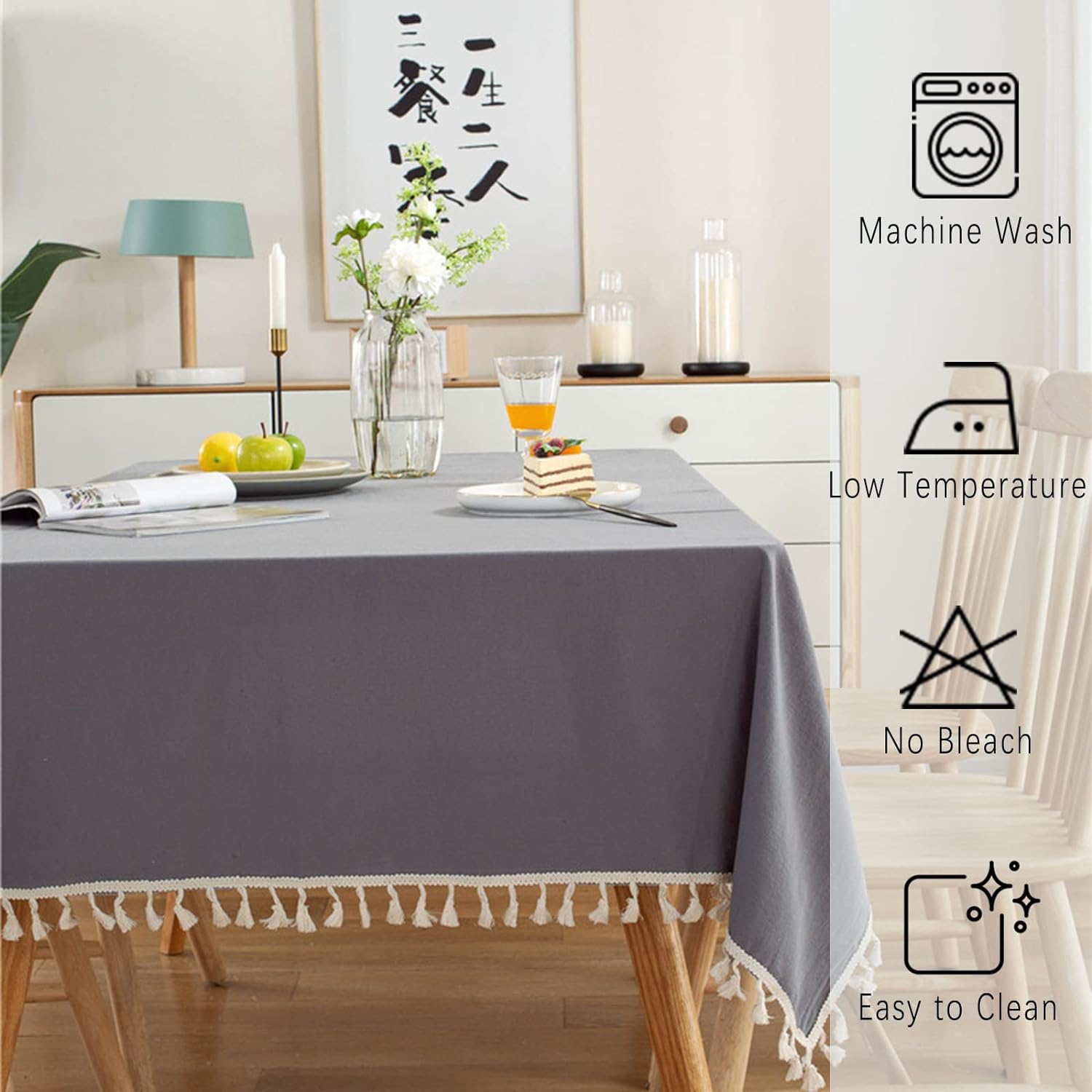 Decorative Tablecloth With Tassel - Dark Grey - 99 Bedding Store