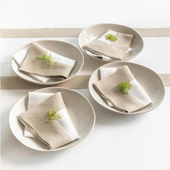 Cotton Luxury Dining Set Mited Corner Bordered - Dark Beige and White - 99 Bedding Store