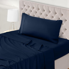 Plain Cotton Single Bed Sheet Set Navy
