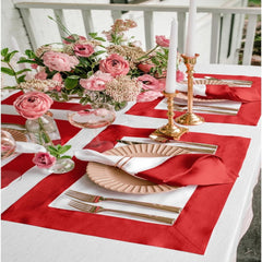 Cotton Luxury Dining Set Mited Corner Bordered - Red and White - 99 Bedding Store