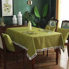 Decorative Tablecloth With Tassel - Olive Green - 99 Bedding Store