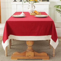 Decorative Tablecloth - Red With White Bordered - 99 Bedding Store