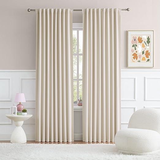 2 PC Plain Dyed Eyelet Curtains with lining-Cream - 99 Bedding Store