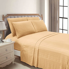 Luxury Strip Satin Bed sheet Set - Gold - 99 Bedding Store