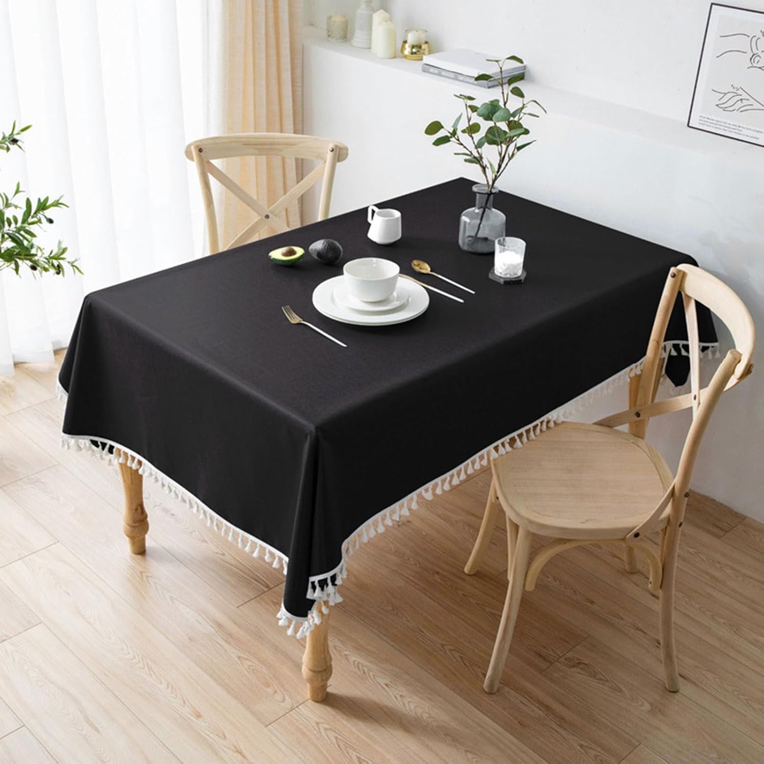 Decorative Cotton Tablecloth With Tassels -