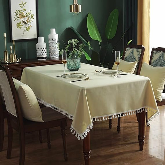 Decorative Tablecloth With Tassels - Off White - 99 Bedding Store