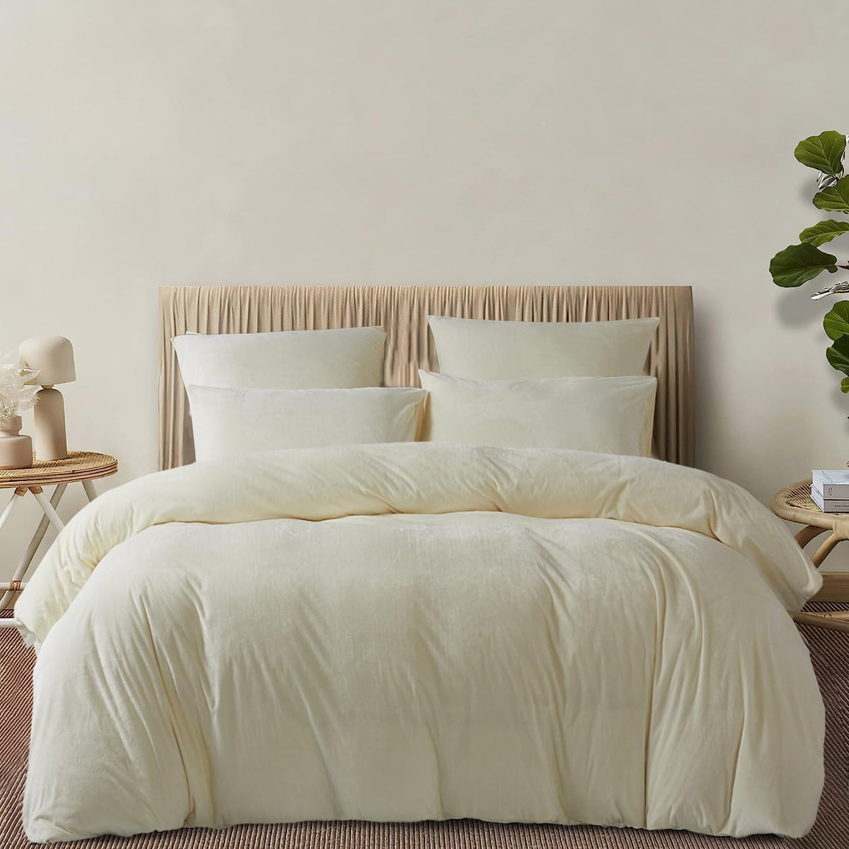 Luxury Velvet Duvet Cover Set - Off White - 99 Bedding Store