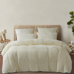 Luxury Velvet Duvet Cover Set - Off White - 99 Bedding Store