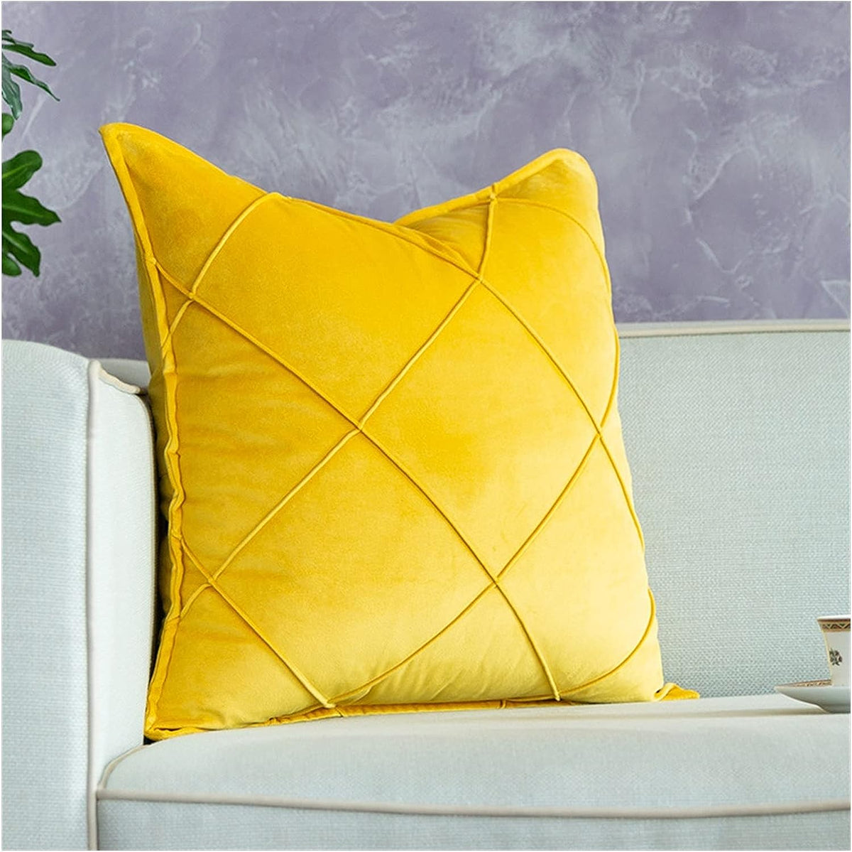 Pack of 2 Velvet Decorative Cross Pleated Cushions - 99 Bedding Store