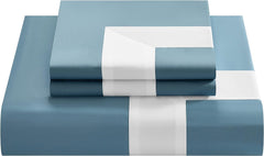 Aqua And White Luxury Multi Box Egyptian Cotton Duvet Set - 99 Bedding Store