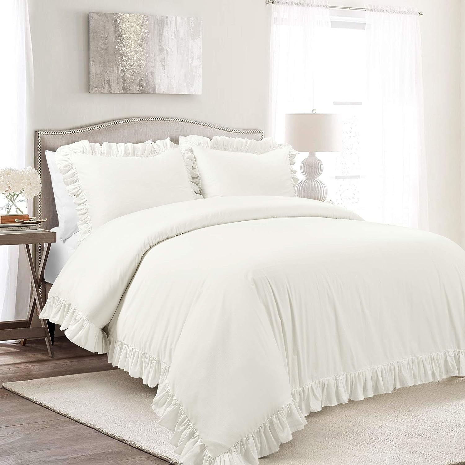 Luxury Cotton Frilled Duvet Cover Set - Beige - 99 Bedding Store