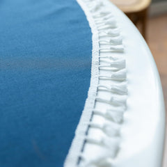 Cotton Satin Decorative Round Tablecloth With Tesals- Dark Blue