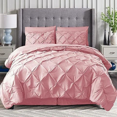 Luxury Cotton Satin Pintuck Duvet Cover Set - Dusty Pink - 99 Bedding Store