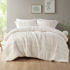 Luxury Coton Box Pleats Duvet Cover Set -OFF  White