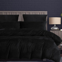 Luxury Velvet Duvet Cover Set - Black - 99 Bedding Store