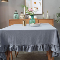 Decorative Tablecloth - Blue With Frilled Bordered