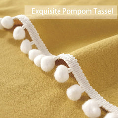 Decorative Tablecloth With Pompoms - Yellow - 99 Bedding Store