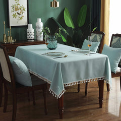 Decorative Tablecloth With Tassels - Sky Blue - 99 Bedding Store