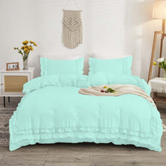 Luxury Cotton Frilled Duvet Set -Mint - 99 Bedding Store