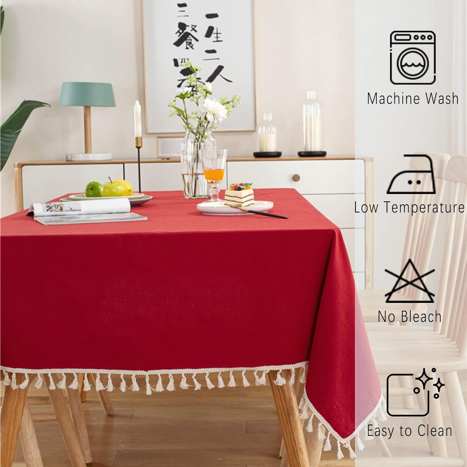 Decorative Tablecloth With Tassel - Red - 99 Bedding Store