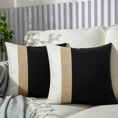 JASEN Black and White Decorative Jute Cushion Cover - 99 Bedding Store