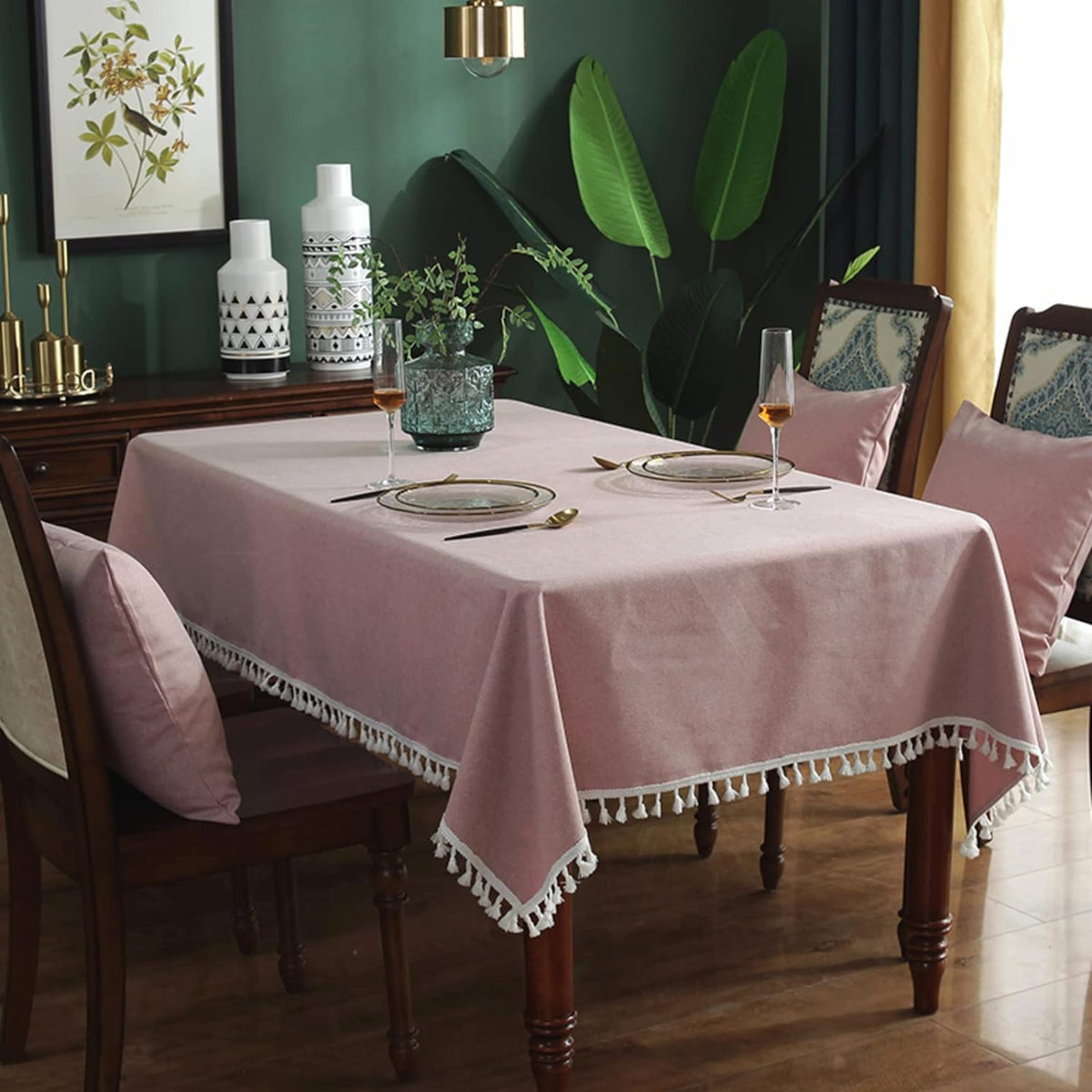 Decorative Tablecloth With Tassel - Blush Pink - 99 Bedding Store