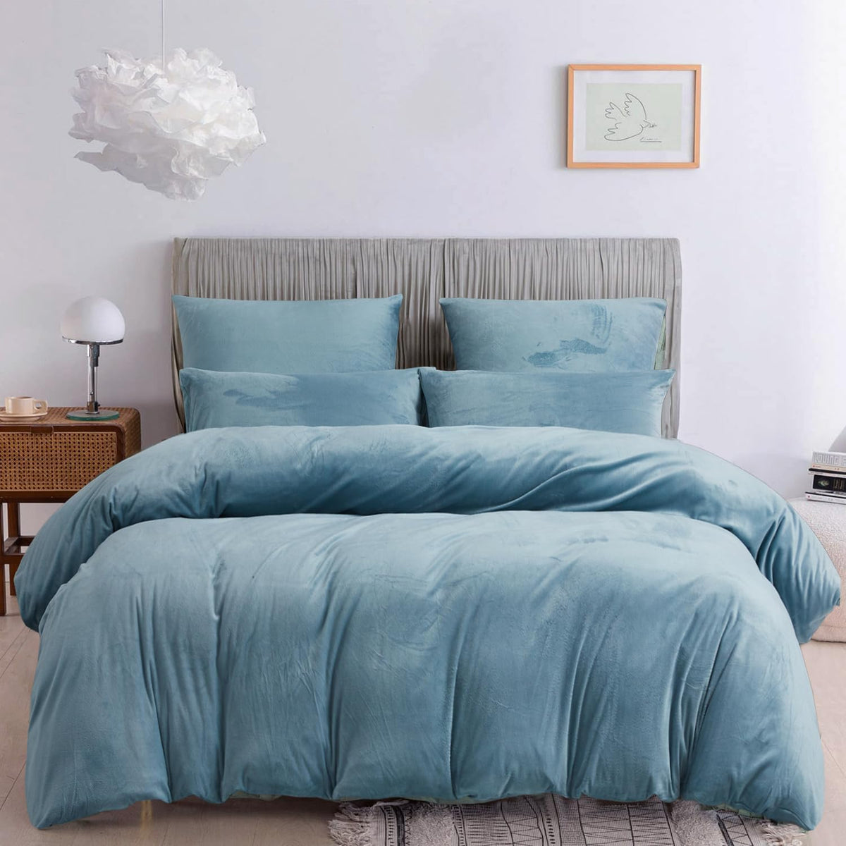 Luxury Velvet Duvet Cover Set - Sky Blue - 99 Bedding Store