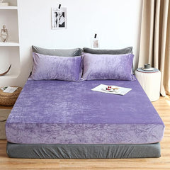 Velvet Fitted Sheet Set - Purple - 99 Bedding Store