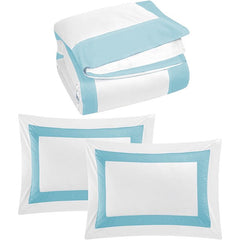 White And Aqua Blue Luxury Multi Box Egyptian Cotton Duvet Set - 99 Bedding Store