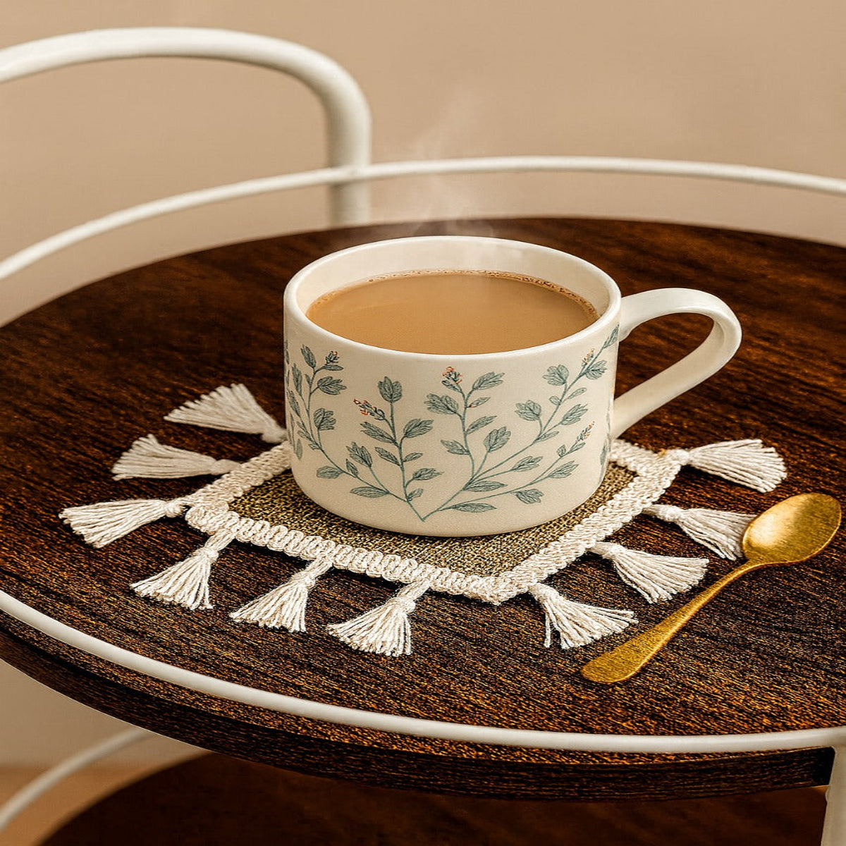 Jute Coasters Set Brown With Tasels