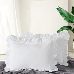 Luxury Satin 400 Tc Ruffle With Pleated Duvet Cover White