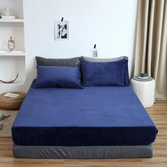 Velvet Fitted Sheet Set - Navy Blue - 99 Bedding Store