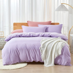 Plain Dyed Duvet Cover Set-Lavender - 99 Bedding Store