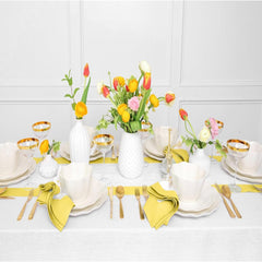 Cotton Luxury Dining Set Mieted Corner Bordered - Sunshine Yellow and White - 99 Bedding Store