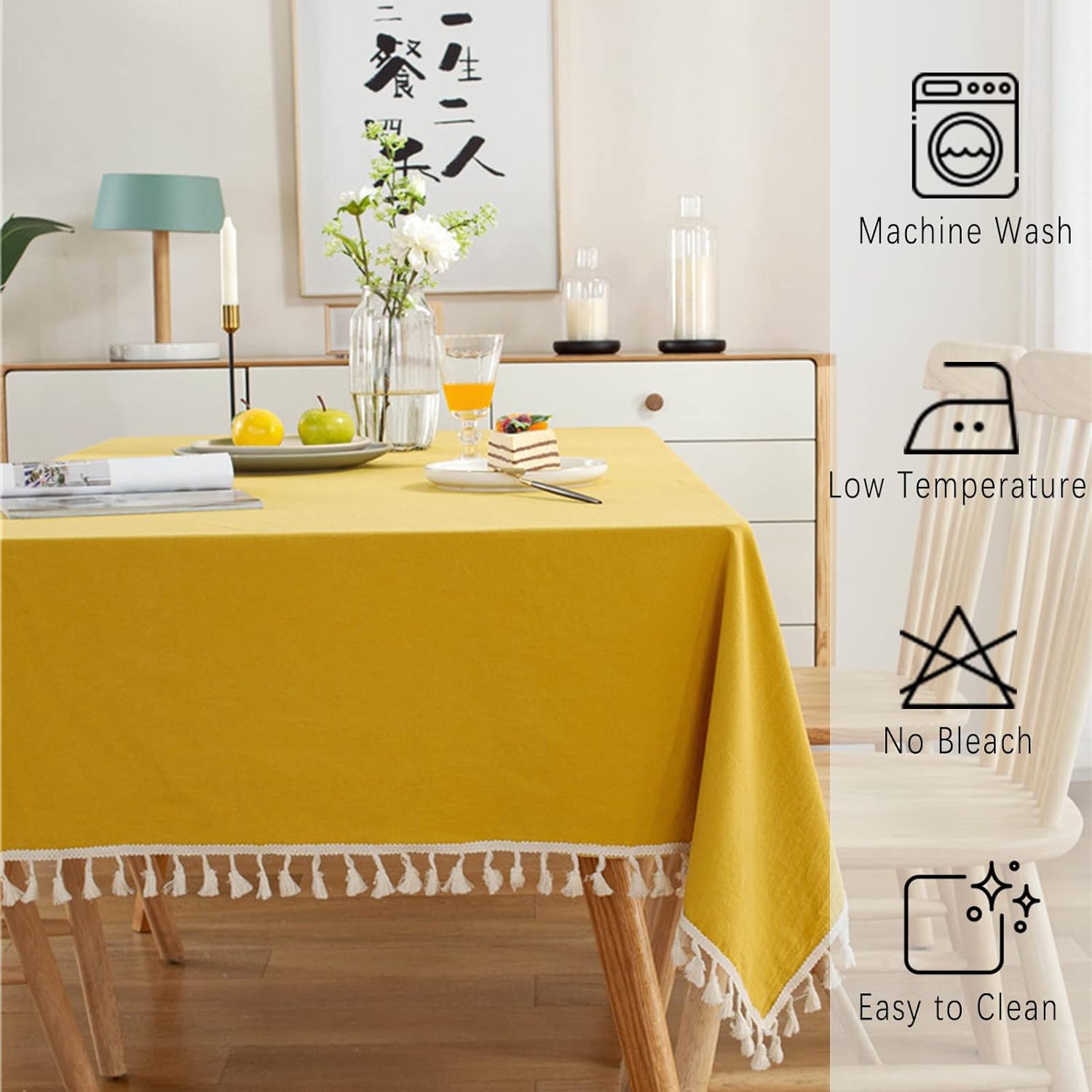 Decorative Tablecloth With Tassel - Yellow - 99 Bedding Store