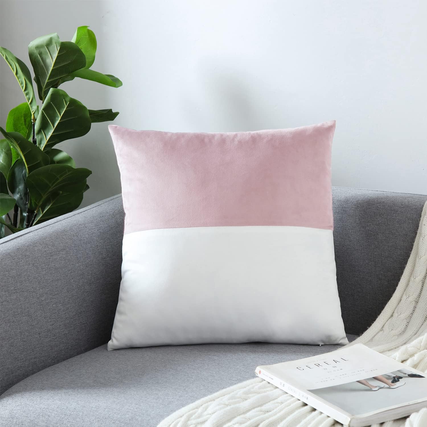 Sohana Velvet Cushion Cover Blush and off white