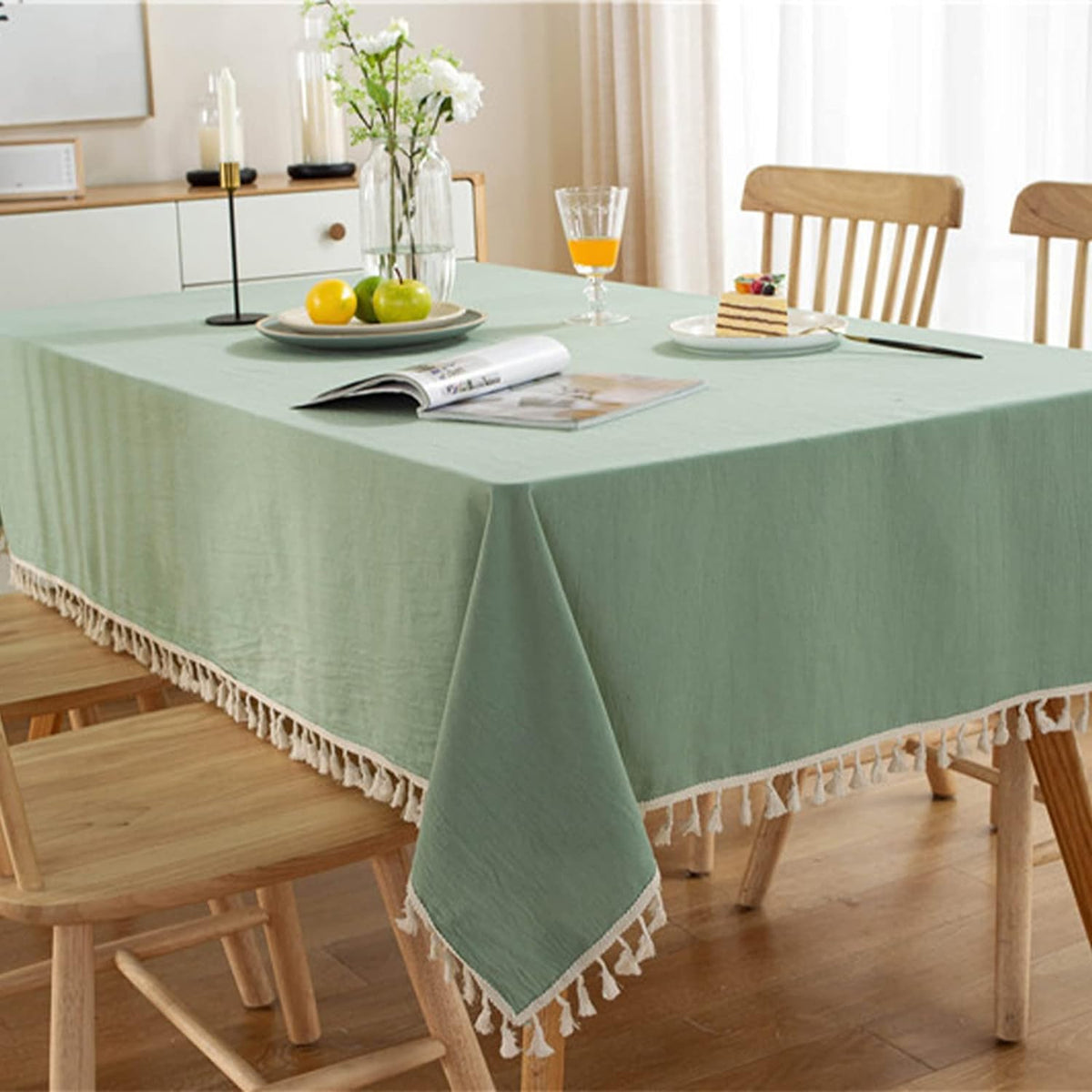 Decorative Tablecloth With Tassel - Light Green - 99 Bedding Store