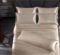 Luxury Cotton Satin 6 Pcs Flat Fitted sheet and Duvet Cover Set -