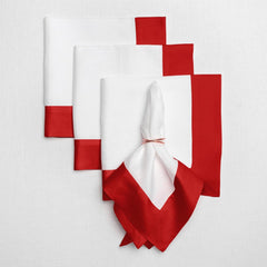 Cotton Luxury Dining Set Mited Corner Bordered - Red and White - 99 Bedding Store