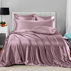 Luxury Cotton Satin 6 Pcs Flat Fitted sheet and Duvet Cover Set -
