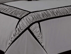 7 pcs Luxury Satin 400 Tc Ruffle and Patchwork Duvet Cover Silver Grey