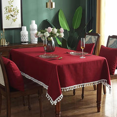 Decorative Tablecloth With Tassel - Burgundy - 99 Bedding Store