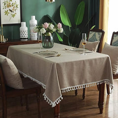 Decorative Tablecloth With Tassel - Beige - 99 Bedding Store