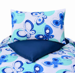 Cotton Printed Double Bed sheet Butterfly Blue - 99 Bedding Store