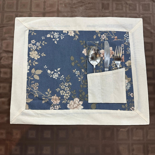Night Garden Table Mat Set With Off White border