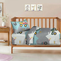 3 Pcs Printed Baby cot set -Moter Car